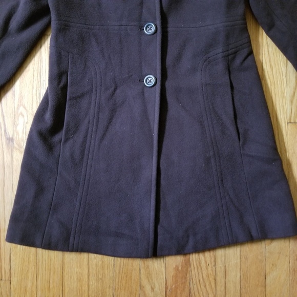 Anne Klein Wool Coat Chocolate Brown Medium - Picture 3 of 6
